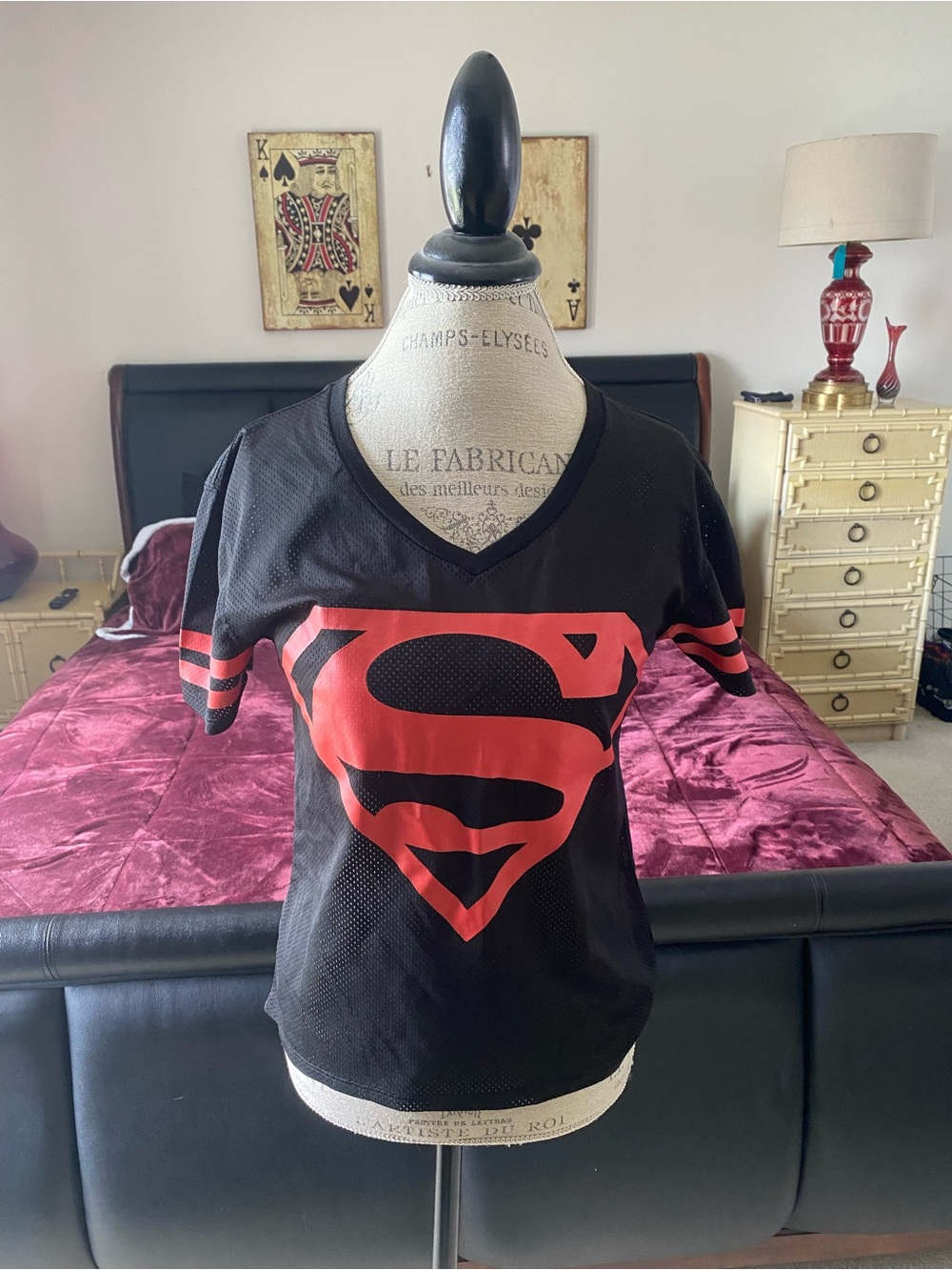 DC Comics Black & Red Girls V-Neck Superman Tee